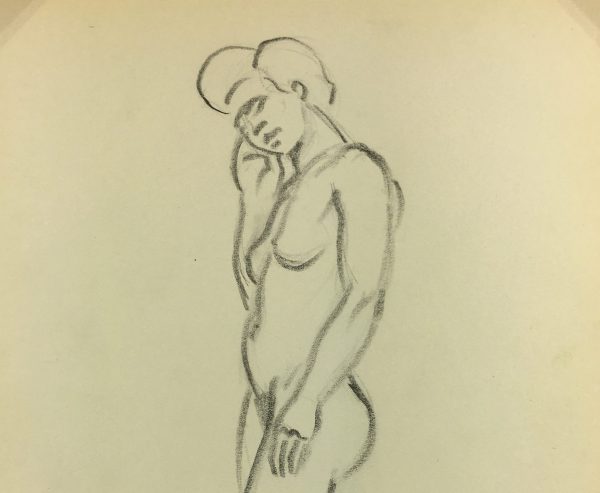 Nudes Original Art - Nude Drawing, J. Ernst, c.1940