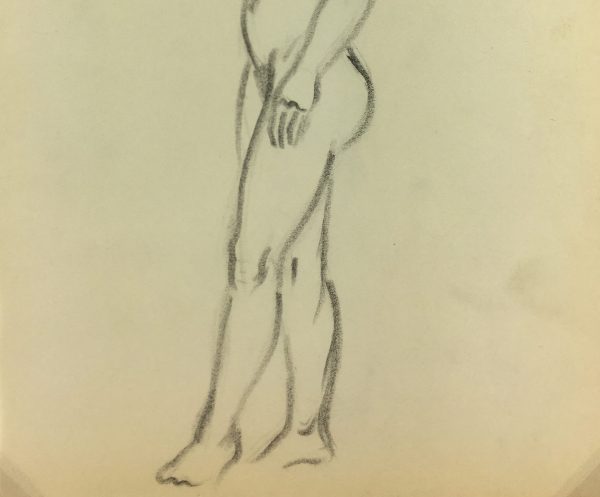 Nudes Original Art - Nude Drawing, J. Ernst, c.1940