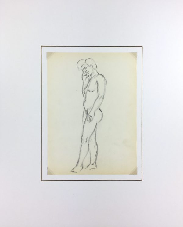 Nudes Original Art - Nude Drawing, J. Ernst, c.1940