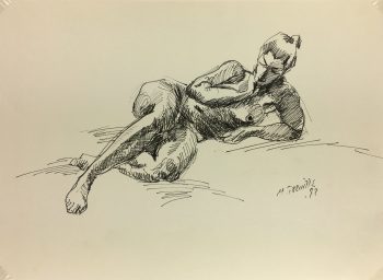 Nudes Original Art - Nude Drawing, H. Treville, 1993