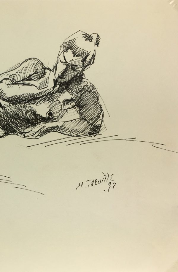 Nudes Original Art - Nude Drawing, H. Treville, 1993