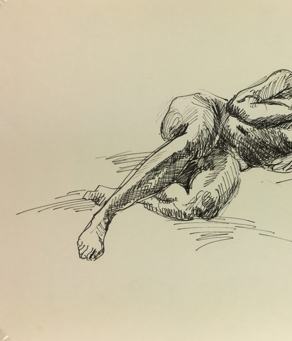Nudes Original Art - Nude Drawing, H. Treville, 1993