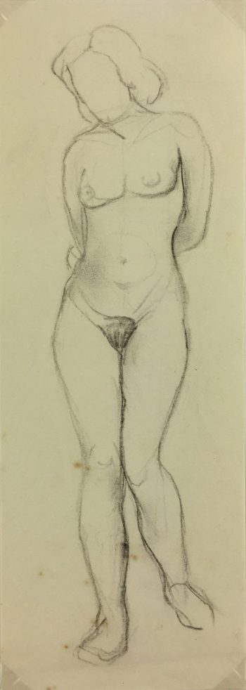 Nudes Original Art - Nude Sketch, French, c.1960