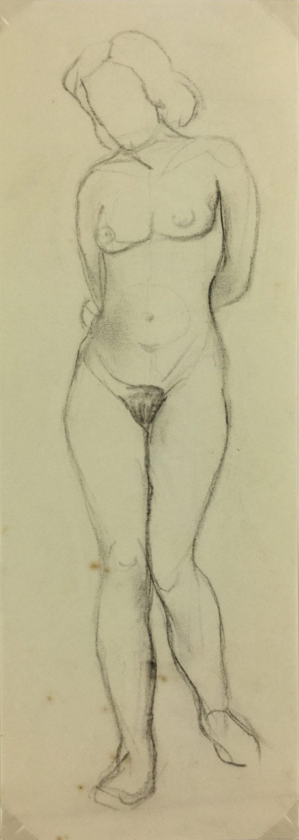 Nudes Original Art - Nude Sketch, French, c.1960