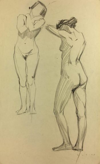 Nudes Original Art - Nude Drawing, French, 1920