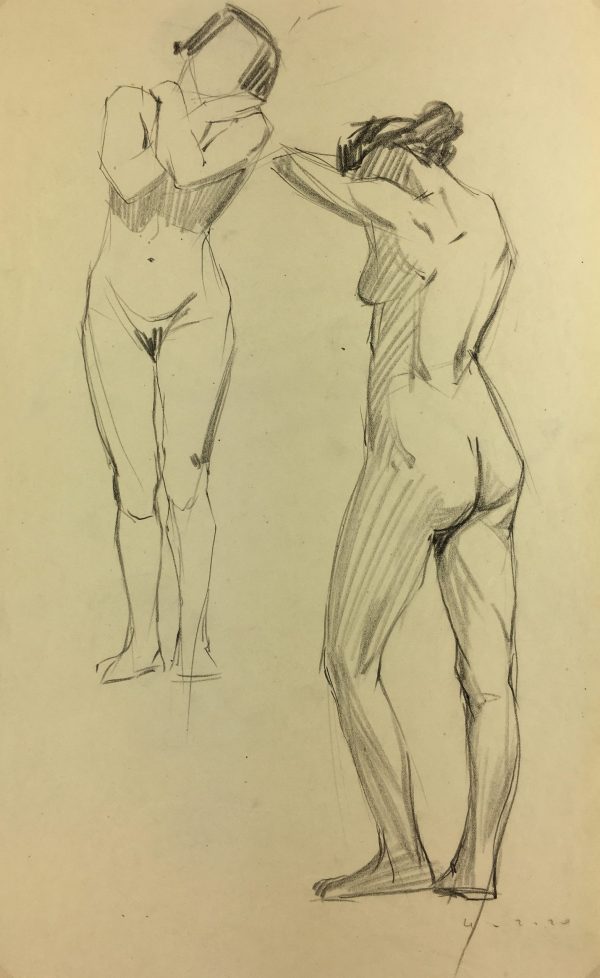 Nudes Original Art - Nude Drawing, French, 1920
