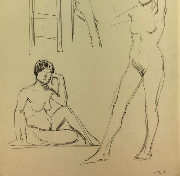 Nudes Original Art - Nude Drawing, French, 1920