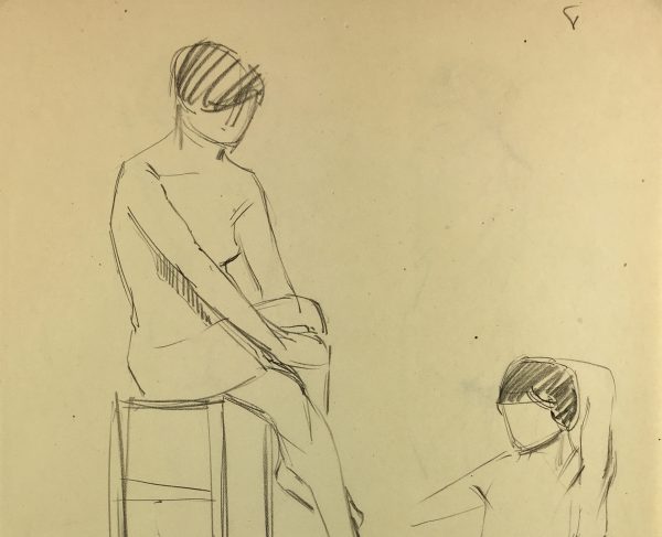 Nudes Original Art - Nude Drawing, French, 1920