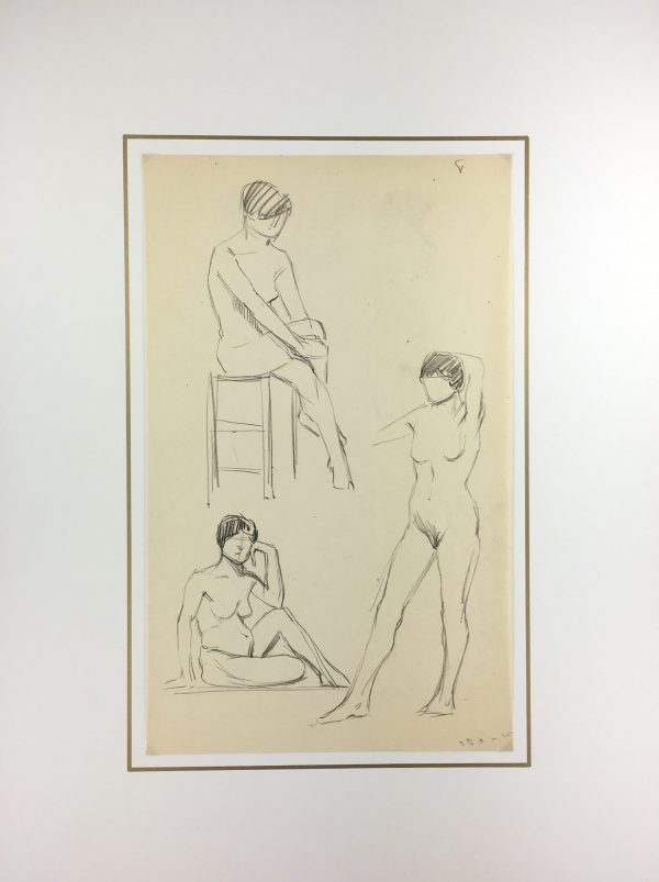 Nudes Original Art - Nude Drawing, French, 1920