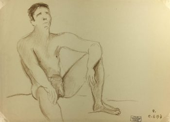 Nudes Original Art - Drawing of Nude, Maurice Porte, 1997