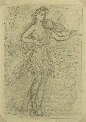 Nudes Original Art - Nude Violin, Albert Vialé, c.1940