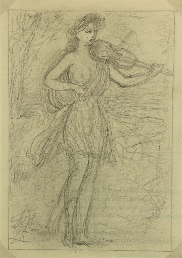 Nudes Original Art - Nude Violin, Albert Vialé, c.1940