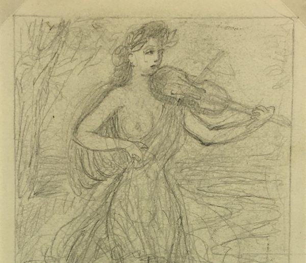 Nudes Original Art - Nude Violin, Albert Vialé, c.1940