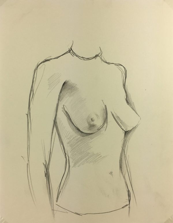 Nudes Original Art - Nude Drawing, Tattoo Artist, 2009