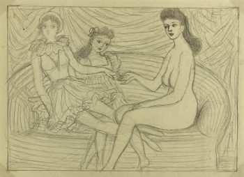 Nudes Original Art - Nude & Dancers, Albert Vialé, c.1940