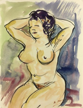 Nudes Original Art - Nude, A. Pouprou, c.1950