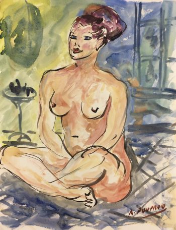 Nudes Original Art - Nude, A. Pouprou, c.1950