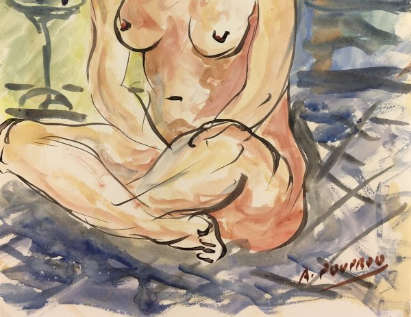 Nudes Original Art - Nude, A. Pouprou, c.1950