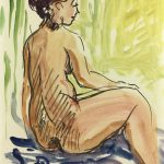 Nudes Original Art - Nude, A. Pouprou, c.1950