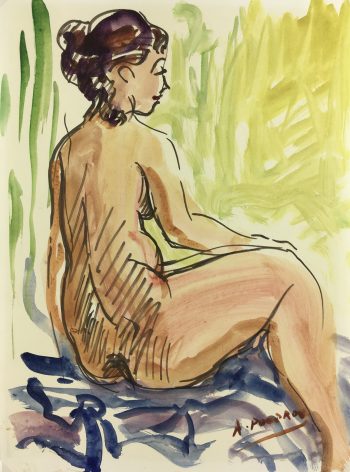 Nudes Original Art - Nude, A. Pouprou, c.1950