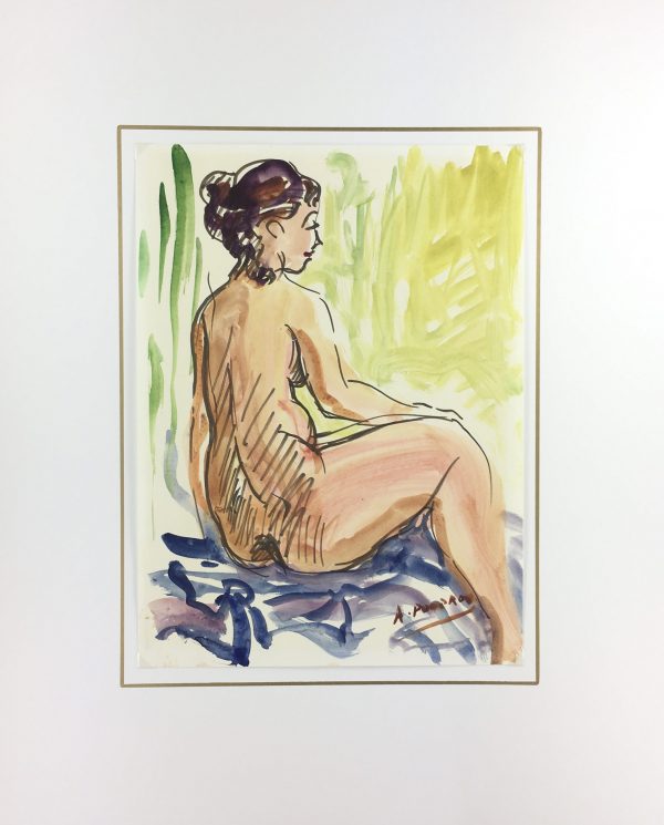 Nudes Original Art - Nude, A. Pouprou, c.1950
