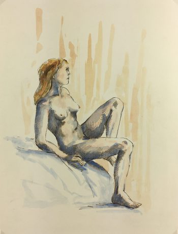 Nudes Original Art - Reclining Nude, French, 2000s