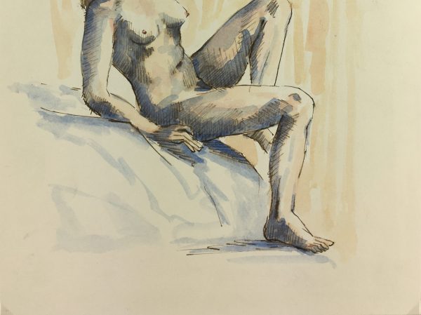 Nudes Original Art - Reclining Nude, French, 2000s