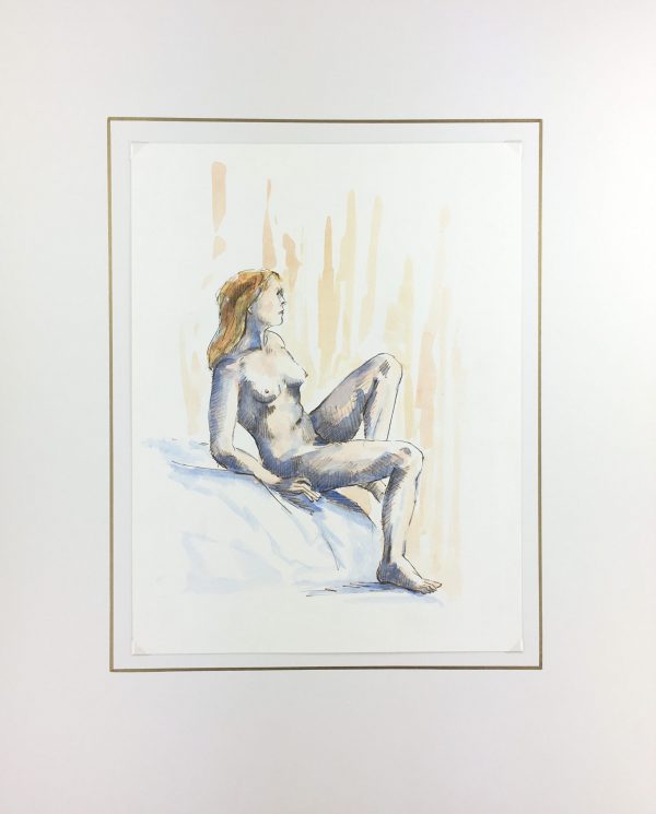 Nudes Original Art - Reclining Nude, French, 2000s