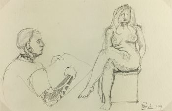 Nudes Original Art - Tattoo Artist, Signed, 2009