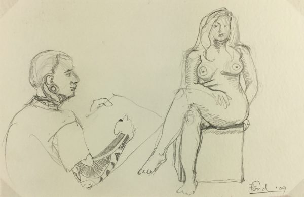 Nudes Original Art - Tattoo Artist, Signed, 2009