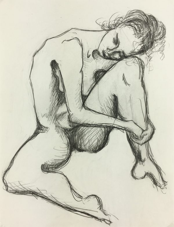 Nudes Original Art - Nude Drawing, H. Treville, 1990s