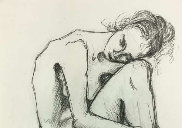 Nudes Original Art - Nude Drawing, H. Treville, 1990s
