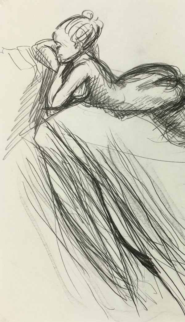 Nudes Original Art - Nude Sketch, French, c.1950