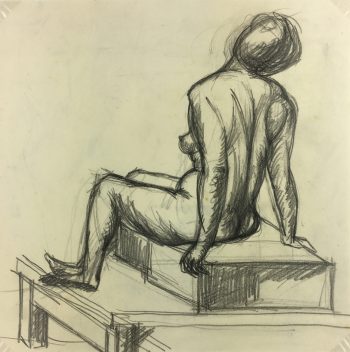 Nudes Original Art - Nude Drawing, Tattoo Artist, 2009