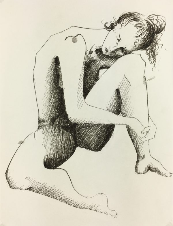 Nudes Original Art - Nude Drawing, H. Treville, 1990s