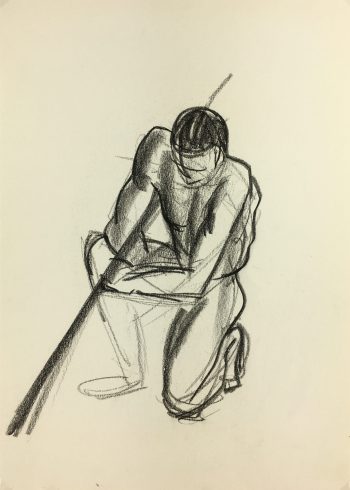 Nudes Original Art - Charcoal Nudes, French, c.1980
