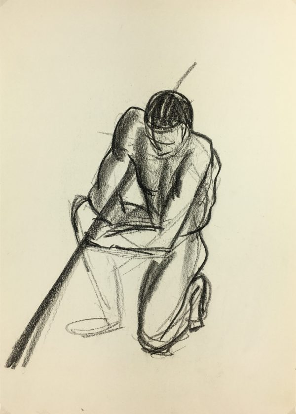 Nudes Original Art - Charcoal Nudes, French, c.1980