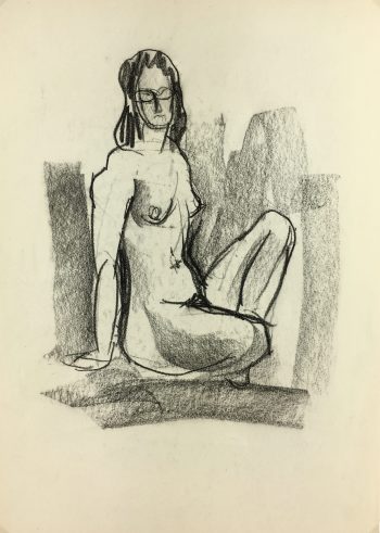 Nudes Original Art - Charcoal Nudes, French, c.1980