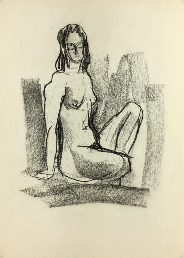 Nudes Original Art - Charcoal Nudes, French, c.1980