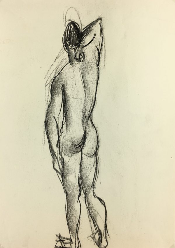 Nudes Original Art - Charcoal Nudes, French, c.1980