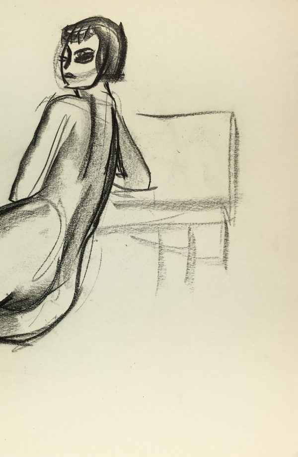 Nudes Original Art - Nude, J. Odette, c.1950