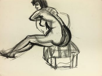 Nudes Original Art - Nude, J. Odette, c.1950