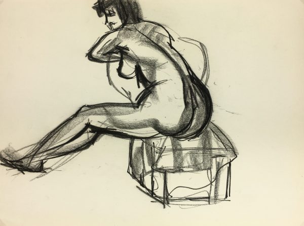 Nudes Original Art - Nude, J. Odette, c.1950
