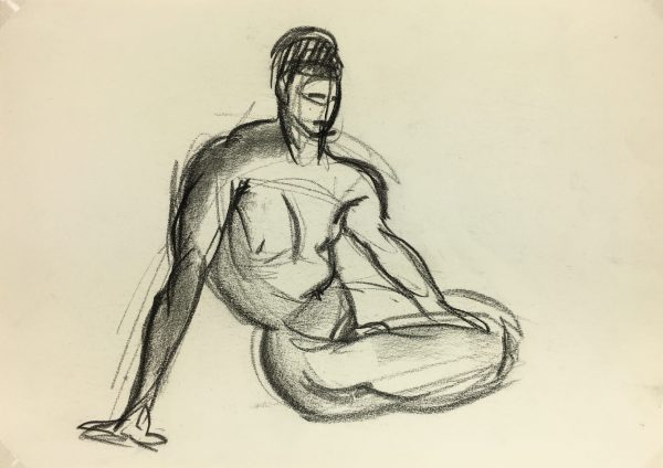 Nudes Original Art - Charcoal Nudes, French, c.1980