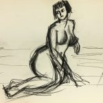 Nudes Original Art - Nude, J. Odette, c.1950