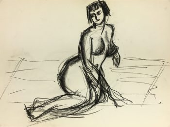 Nudes Original Art - Nude, J. Odette, c.1950