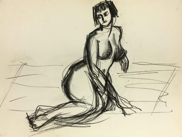 Nudes Original Art - Nude, J. Odette, c.1950