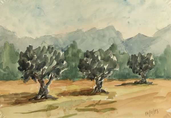 Provence, France Original Art - Olive Trees, R. Bailly, 1983