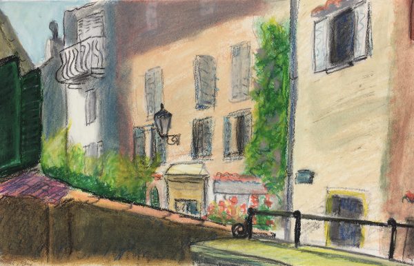 Provence, France Original Art - Pastel, French - Terrace View, 1980s