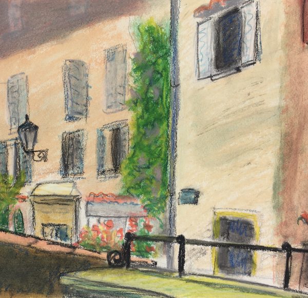 Provence, France Original Art - Pastel, French - Terrace View, 1980s